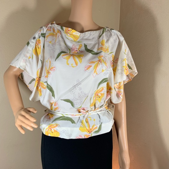 Zara WOMENS top  floral boat neck - Picture 1 of 7